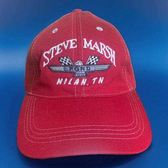 Steve Marsh Ford Milan TN REd Baseball Hat Cap Strapback Cap America - Picture 1 of 7